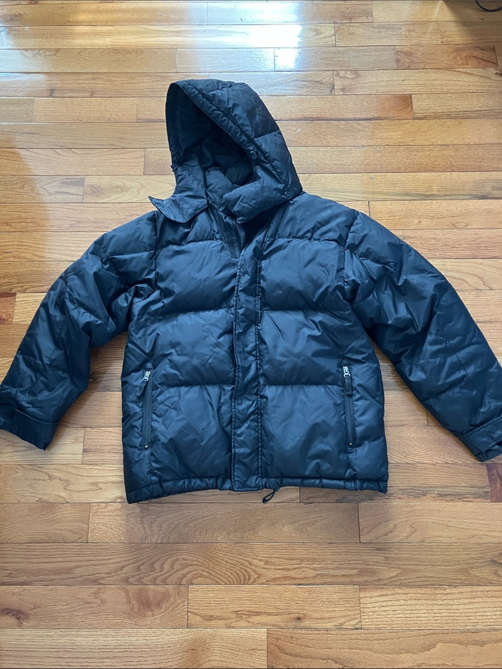 L. L. Bean Factory Men’s Black Down Puffer Jacket with Hood - Large